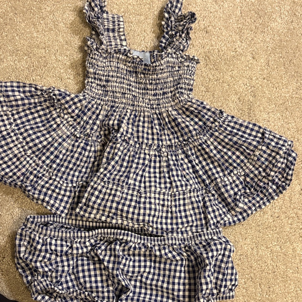 Hill house tiny nap dress Gingham Smocked Dress & Bloomer Set - Kids Bottoms